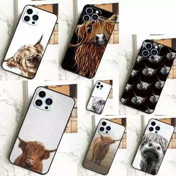 Чехол для телефона Highland Cows для iPhone 15 14 13 12 11 Pro Max X XR XS Max 7 8 Plus 12 13 Mini задняя крышка iPhone XS MAX