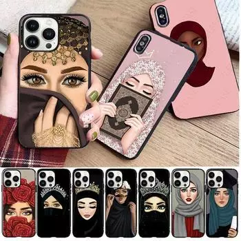 Чехол для телефона Hijab Girl Muslim Islamic Gril Eyes на арабском языке для iPhone 14pro 11pro 12 13pro max 5s 6s xs 7 8plus SE xr 12mini Coque Iphone 5 5S