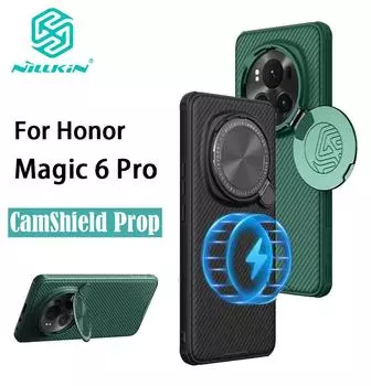 Чехол для телефона Honor Magic 6 Pro Nillkin CamShield Prop, магнитный жесткий ПК + корпус из ТПУ, противоударная задняя крышка No Magnetic Black