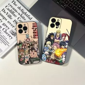 Чехол для телефона «Хвост феи» с японским аниме для IPhone 14 13 11 12 Pro 8 7 Plus X 13 Pro MAX XR XS MINI SE 2020, черные чехлы iphone 13pro