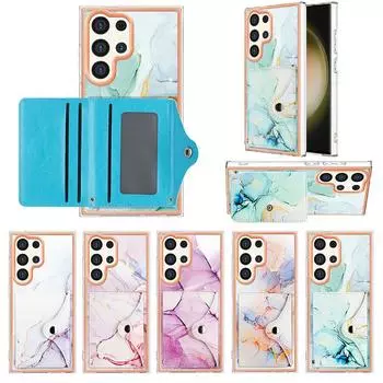 Чехол для телефона IMD с цветным мраморным держателем для карт и слотами для Samsung Galaxy S20, S21, S22, S23, S24, A12, A13, A14, A15, A24, A25, A33, A34, A53, A54, A55, A11, M11... Samsung Galaxy A21s белый