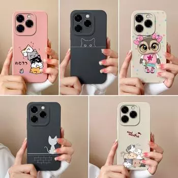Чехол для телефона Infinix Hot 50 50i 50Pro+ Smart 9 Zero 40 Note 40X 4G 5G Ультратонкий защитный чехол для камеры из жидкого силикона Lovely Cat Covers для Infinix Capa Infinix Note 40X 5G