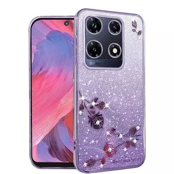 Чехол для телефона Infinix Note 30, 30i, 30 Pro, 30 VIP Flash Pink Flower Прозрачный противоударный защитный чехол с роскошным бриллиантовым блеском Note 30 4G (X6833B) розовый