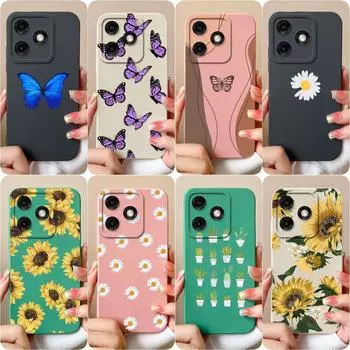 Чехол для телефона Infinix Note 40 5G Tecno Pova 6 Neo Spark 20 Pro 4G Itel A50 P55 4G Чехлы Pretty Butterfly Soft Liquid Silicone Защитный бампер для линз itel P55 4G