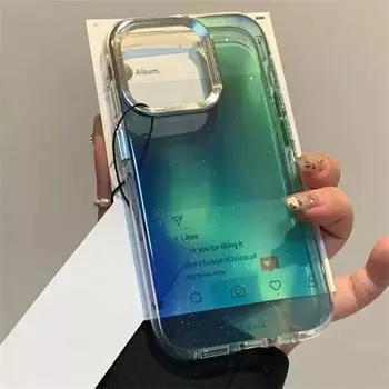 Чехол для телефона INS Jelly Glitter Bling Aurora Clear для iPhone 16 15 14 13 12 Pro Max с гальваническим покрытием, мягкая силиконовая задняя крышка для камеры iPhone 16 Pro Max