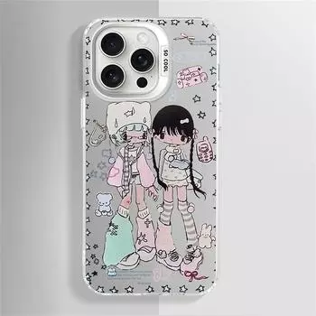 Чехол для телефона Ins Korea Cute Sweet Angel для iPhone 16 15 14 13 Pro Max 11 12 Mini XR XS 7 8 Plus, модный противоударный чехол iP13 or iP14 фиолетовый