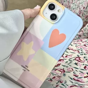 Чехол для телефона Ins Rainbow Smiley Love Stars Imd Heart для Iphone 13 11 Promax 12 14 Pro Max, мягкий силиконовый чехол с рисунком мультфильма 2023, задняя крышка For iphone 13promax