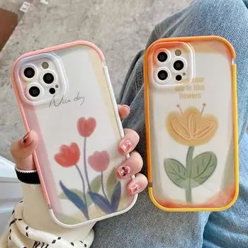 Чехол для телефона Ins с акварельным цветком тюльпана для Iphone 13 Pro Max 12 11 7 8 Plus Xr Xs Max Fundas, противоударный защитный чехол For iPhone XR