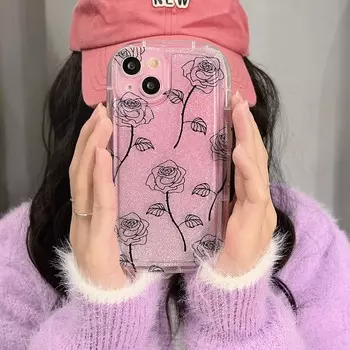 Чехол для телефона Ins с цветком розы для Iphone 11 13 Promax 14 Pro Max 12promax, мягкий силиконовый милый лазерный противоударный чехол-накладка For iphone 13