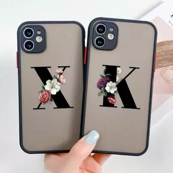 Чехол для телефона iPhone 11 12, чехол для iPhone 13, чехол для iPhone Xs Max, чехол с 3D черными буквами и цветами, прозрачный чехол для телефона iPhone 11