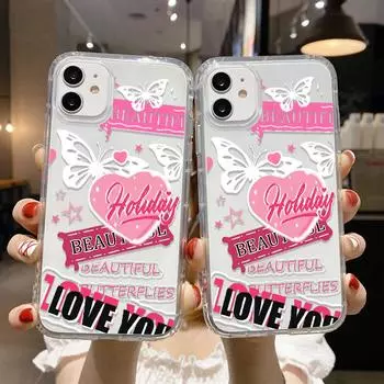 Чехол для телефона iPhone 11 13 12 14 15 Pro Max SE XR XS 6 7 8 Plus 12 13 mini Samsung A55 S24 S23 A54 A05S S22 A12 Redmi Note 11 10 13c 9A 10 poco c65 iPhone 11 розовый