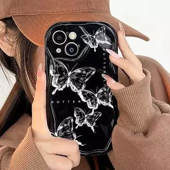 Чехол для телефона iPhone 11 13 12 14 15 16 XR XS Pro Max 7 8 Plus Samsung A55 A15 Redmi note 13 12 OPPO A18 A16 Vivo Y17S V27 Honor 9 10 Infinix 40 30 iPhone 15 чёрный