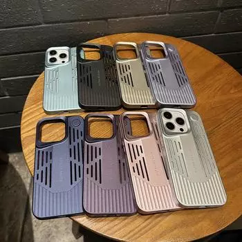 Чехол для телефона iPhone 11 13 16 ProMax Чехол для iPhone 13 14 15 ProMax 12 13 ProMax 16 Plus 13 14 Pro Теплоотводящий дышащий чехол для мобильного телефона Прочный iPhone 11 чёрный