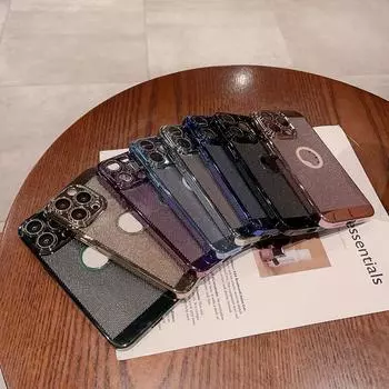 Чехол для телефона iPhone 11 13 16 ProMax iPhone 14 15 ProMax 12 13 ProMax 13 Pro 14 Pro с гальваническим покрытием, защитная сетка для линз, устойчивая к падениям и водонепроницаемая iPhone 11 чёрный