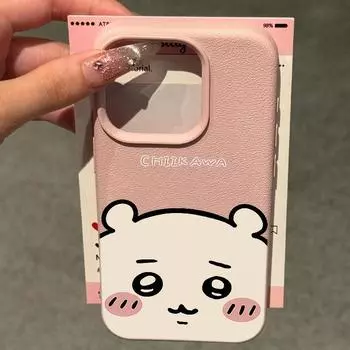 Чехол для телефона iPhone 11 13, чехол для iPhone 12 14 15 16 Pro Max 12 Pro 15 Plus, кожаный, окрашенный, водонепроницаемый, устойчивый к падениям и износу, мультяшный iPhone 16 Pro Max розовый