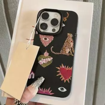 Чехол для телефона iPhone 11 13, чехол для iPhone 12 14 15 16 Pro Max 12 Pro 15 Plus, кожаный, окрашенный, водонепроницаемый, устойчивый к падениям и износу, мультяшный iPhone 16 Pro Max розовый