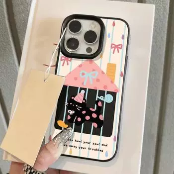 Чехол для телефона iPhone 11 13, чехол для iPhone 12 14 15 16 Pro Max 12 Pro 15 Plus, кожаный, окрашенный, водонепроницаемый, устойчивый к падениям и износу, мультяшный iPhone 16 Pro Max розовый