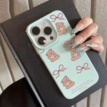 Чехол для телефона iPhone 11 13, чехол для iPhone 12 14 15 16 Pro Max 12 Pro 15 Plus, кожаный, окрашенный, водонепроницаемый, устойчивый к падениям и износу, мультяшный iPhone 16 Pro Max розовый