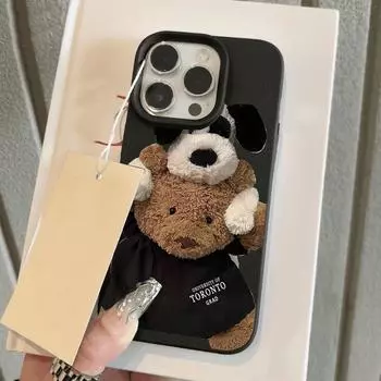 Чехол для телефона iPhone 11 13, чехол для iPhone 12 14 15 16 Pro Max 12 Pro 15 Plus, кожаный, окрашенный, водонепроницаемый, устойчивый к падениям и износу, мультяшный iPhone 16 Pro Max розовый