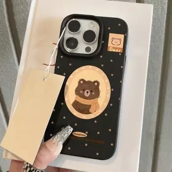 Чехол для телефона iPhone 11 13, чехол для iPhone 12 14 15 16 Pro Max 12 Pro 15 Plus, кожаный, окрашенный, водонепроницаемый, устойчивый к падениям и износу, мультяшный iPhone 16 Pro Max розовый