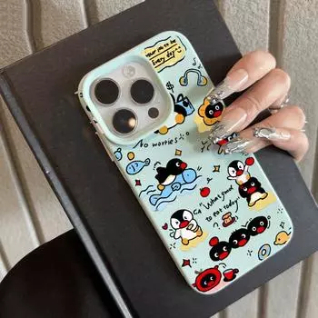 Чехол для телефона iPhone 11 13, чехол для iPhone 12 14 15 16 Pro Max 12 Pro 15 Plus, кожаный, окрашенный, водонепроницаемый, устойчивый к падениям и износу, мультяшный iPhone 16 Pro Max розовый