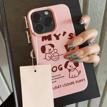 Чехол для телефона iPhone 11 13, чехол для iPhone 12 14 15 16 Pro Max 12 Pro 15 Plus, кожаный, окрашенный, водонепроницаемый, устойчивый к падениям и износу, мультяшный iPhone 16 Pro Max розовый