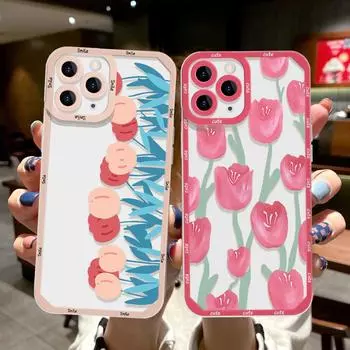 Чехол для телефона iPhone 11 13 XR 15 14 Pro Max iPhone 12 16 7 8 Plus XS Max Samsung A15 A55 A05 A54 Redmi 12 13C Note 13 9 10 OPPO A16 A18 Vivo Y17S Y12 iPhone 11 розовый