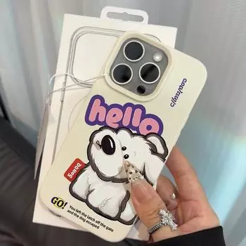 Чехол для телефона iPhone 11 13 XR XS Max, чехол для iPhone 12 14 15 16 Pro Max 12 Pro 15 Plus, кожаный, окрашенный, водонепроницаемый, устойчивый к падениям и износу, мультяшный iPhone 16 Pro Max белый