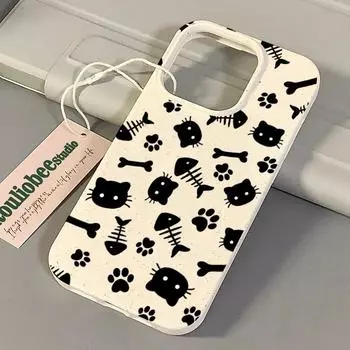 Чехол для телефона iPhone 11 13 XR XS Max, чехол для iPhone 12 14 15 16 Pro Max 12 Pro 15 Plus, кожаный, окрашенный, водонепроницаемый, устойчивый к падениям и износу, мультяшный iPhone 16 Pro Max белый