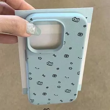 Чехол для телефона iPhone 11 13 XR XS Max, чехол для iPhone 12 14 15 16 Pro Max 12 Pro 15 Plus, кожаный, окрашенный, водонепроницаемый, устойчивый к падениям и износу, мультяшный iPhone 16 Pro Max белый