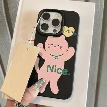 Чехол для телефона iPhone 11 13 XR XS Max, чехол для iPhone 12 14 15 16 Pro Max 12 Pro 15 Plus, кожаный, окрашенный, водонепроницаемый, устойчивый к падениям и износу, мультяшный iPhone 16 Pro Max белый