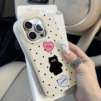 Чехол для телефона iPhone 11 13 XR XS Max, чехол для iPhone 12 14 15 16 Pro Max 12 Pro 15 Plus, кожаный, окрашенный, водонепроницаемый, устойчивый к падениям и износу, мультяшный iPhone 16 Pro Max белый