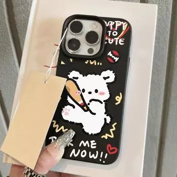 Чехол для телефона iPhone 11 13 XR XS Max, чехол для iPhone 12 14 15 16 Pro Max 12 Pro 15 Plus, кожаный, окрашенный, водонепроницаемый, устойчивый к падениям и износу, мультяшный iPhone 16 Pro Max белый