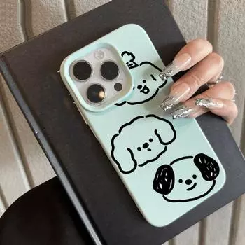 Чехол для телефона iPhone 11 13 XR XS Max, чехол для iPhone 12 14 15 16 Pro Max 12 Pro 15 Plus, кожаный, окрашенный, водонепроницаемый, устойчивый к падениям и износу, мультяшный iPhone 16 Pro Max белый