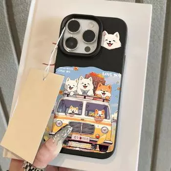 Чехол для телефона iPhone 11 13 XR XS Max, чехол для iPhone 12 14 15 16 Pro Max 12 Pro 15 Plus, кожаный, окрашенный, водонепроницаемый, устойчивый к падениям и износу, мультяшный iPhone 16 Pro Max розовый