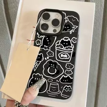 Чехол для телефона iPhone 11 13 XR XS Max, чехол для iPhone 12 14 15 16 Pro Max 12 Pro 15 Plus, кожаный, окрашенный, водонепроницаемый, устойчивый к падениям и износу, мультяшный iPhone 16 Pro Max розовый