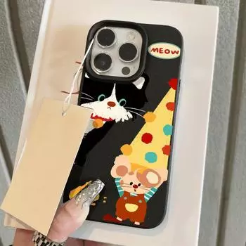 Чехол для телефона iPhone 11 13 XR XS Max, чехол для iPhone 12 14 15 16 Pro Max 12 Pro 15 Plus, кожаный, окрашенный, водонепроницаемый, устойчивый к падениям и износу, мультяшный iPhone 16 Pro Max розовый