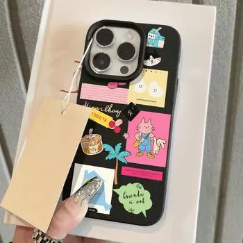 Чехол для телефона iPhone 11 13 XR XS Max, чехол для iPhone 12 14 15 16 Pro Max 12 Pro 15 Plus, кожаный, окрашенный, водонепроницаемый, устойчивый к падениям и износу, мультяшный iPhone 16 Pro Max розовый