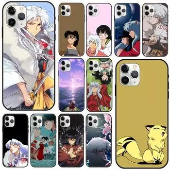 Чехол для телефона iPhone 12 Mini 11 Pro XR X MAX SE XS 5 6 S 7 8 E Plus 13 черный чехол Funda Fashion водонепроницаемый бампер TPU Inuyasha iPhone 12