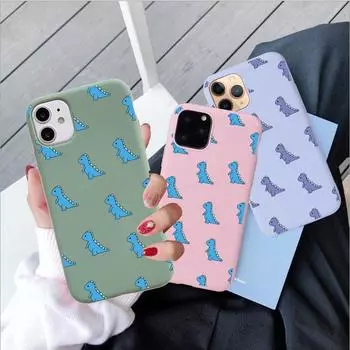Чехол для телефона iPhone 12 Pro MAX 13 7 8 Plus X XR XS SE 2020, матовый мягкий чехол из ТПУ с милым динозавром для iPhone 11, защитный чехол для телефона Iphone Se 2020 аэро