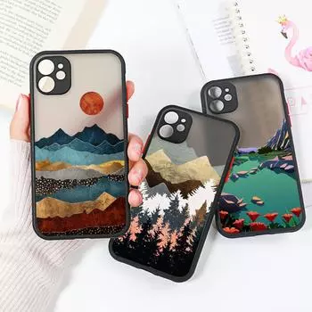Чехол для телефона Iphone 13 Pro Max, чехол Funda Iphone 14 12 11 Pro 13 Mini X Xs Xr 7 8 Plus Se 2022, жесткий противоударный чехол с пейзажем For iPhone 13 Mini