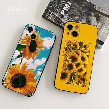 Чехол для телефона Iphone 13 с подсолнухом для Iphone 14 11 12 Pro 8 7 14 Plus X Pro MAX 13 MINI XR XS SE 2020, мягкие чехлы для телефонов с цветочным рисунком 12 Pro Max