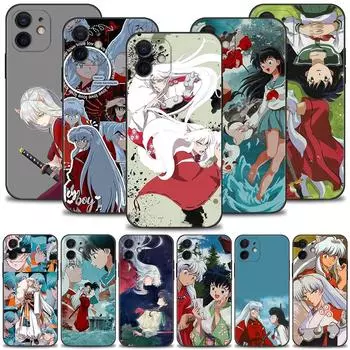 Чехол для телефона Iphone 14 13 12 11 Pro Max Xs Max Xr X 7 8 Plus 12 Mini 6s, силиконовый чехол с черным корпусом, аниме Inuyasha For iPhone 7 8 Plus