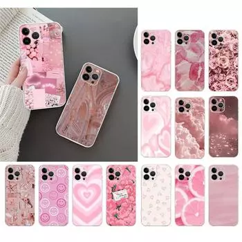 Чехол для телефона Iphone 14 Pro Max 13 12 11 Pro Max Xs Xr X 12mini 7 8 Plus Se розовый эстетический чехол Funda iPhone 11Pro