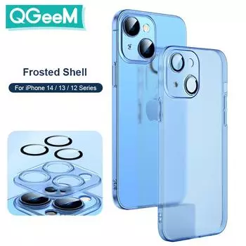 Чехол для телефона iPhone 14 Pro Max Plus, прозрачный матовый чехол для iPhone 13 12 pro Max, защитный чехол для объектива For iPhone 12 белый