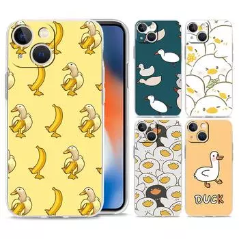 Чехол для телефона iPhone 15 14 13 12 Mini 11 Pro Max XS X XR 7 8 Plus, прозрачный противоударный силиконовый чехол из ТПУ с рисунком утки и гуся, игра iPhone 14 Plus