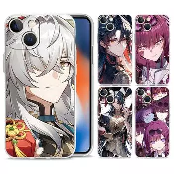 Чехол для телефона iPhone 15 14 13 12 Mini 11 Pro Max XS X XR 7 8 Plus прозрачный противоударный чехол из ТПУ Honkai Star Rail Gepard Bronya iPhone X XS