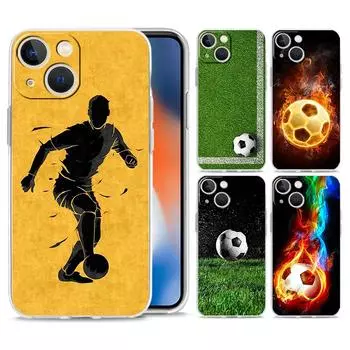 Чехол для телефона iPhone 15 14 13 12 Mini 11 Pro Max XS X XR 7 8 Plus прозрачный силиконовый чехол TPU футбольный мяч страсть iPhone 13Pro Max