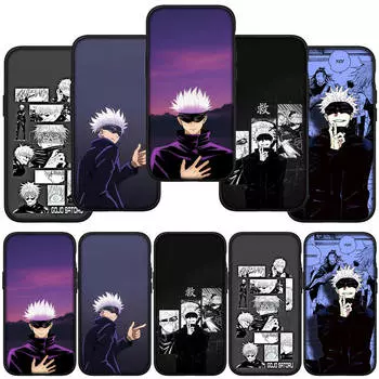 Чехол для телефона iPhone 15 14 Xiaomi Redmi Note 13 12 11 Pro Max X 8 7 9 XR Samsung Galaxy A15 S24 S23 Huawei OPPO A38 Jujutsu Anime Kaisen Gojo Satoru for Huawei Y6 2018 аэро