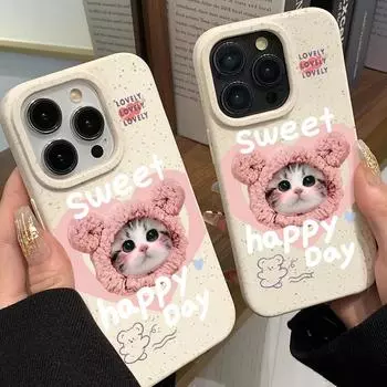 Чехол для телефона iPhone 16 15 14 13 Pro Max iPhone 16 15 14 Pro iPhone 16 11 13 X XS 6 7 8 SE 2022 iPhone 6 7 8 Plus Разлагаемый чехол из пшеничной соломы iPhone 6&7&8&SE 2020&SE 2022 белый